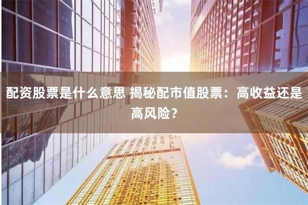 配资股票是什么意思 揭秘配市值股票：高收益还是高风险？